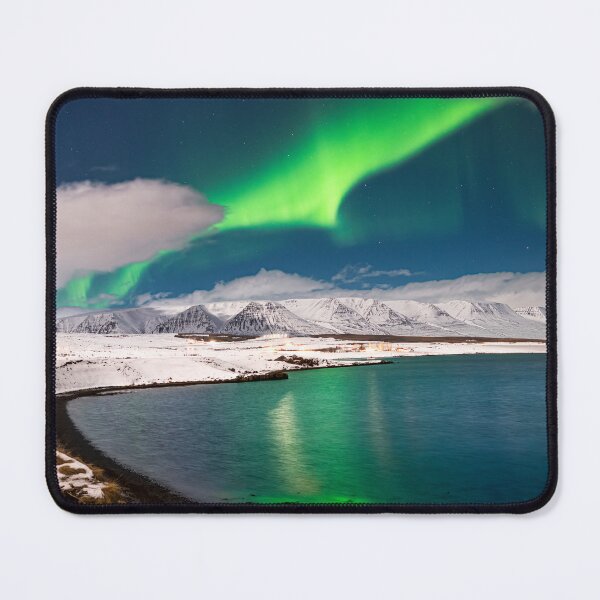 Item preview, Northern light in Iceland over Eyjafjordur fjord designed and sold by rogerstanger.