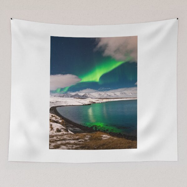 Item preview, Northern light in Iceland over Eyjafjordur fjord designed and sold by rogerstanger.