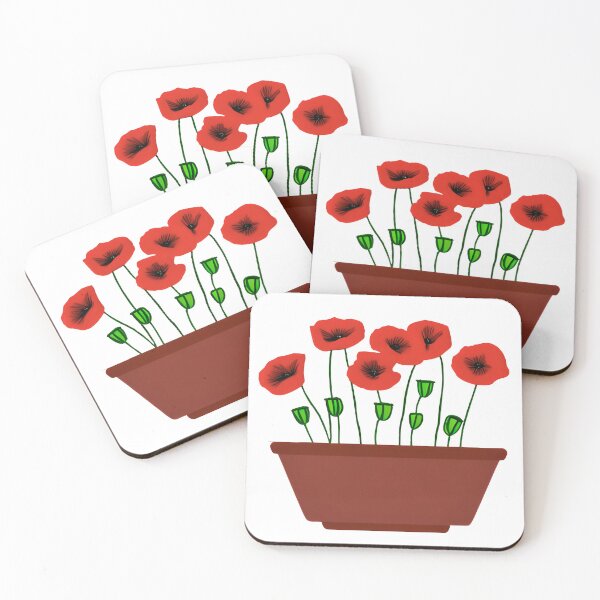 Item preview, Red Poppies in a Terracotta Planter  designed and sold by Marymarice.