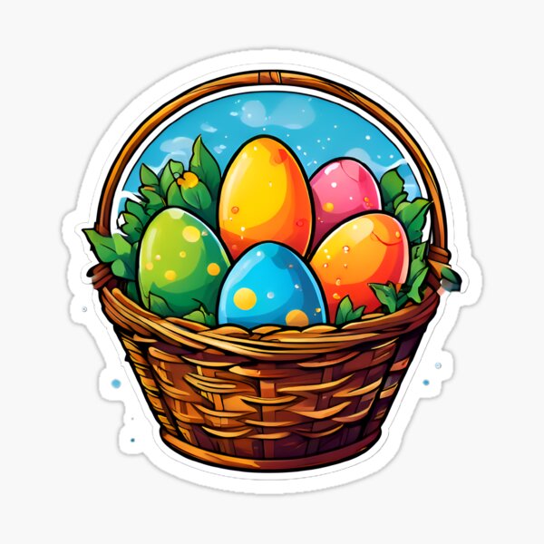 Item preview, Cute Easter Basket with Colorfull Eggs | Simple Easter Graphic designed and sold by PakoArtStudio.