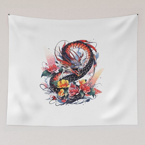 Item preview, Tattoo Style Dragon designed and sold by Lucy Goosy Art.