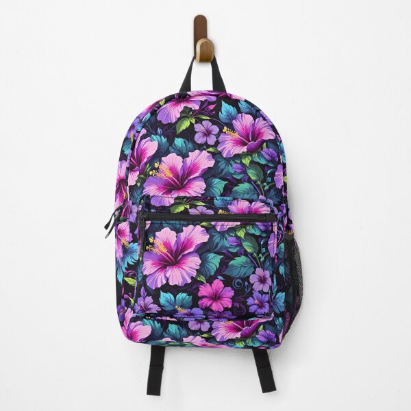 Item preview, Purple Hibiscus flowers seamless pattern 80s retro vintage  designed and sold by BorgSpareParts.