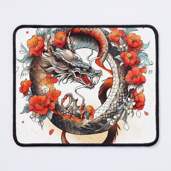 Item preview, Tattoo Style Dragon designed and sold by Lucy Goosy Art.