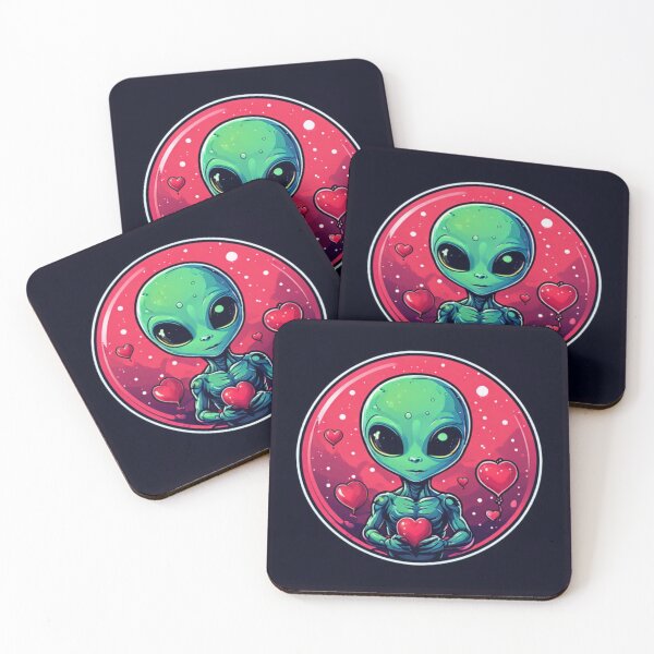 Item preview, Alien and hearts designed and sold by Planetporridge.