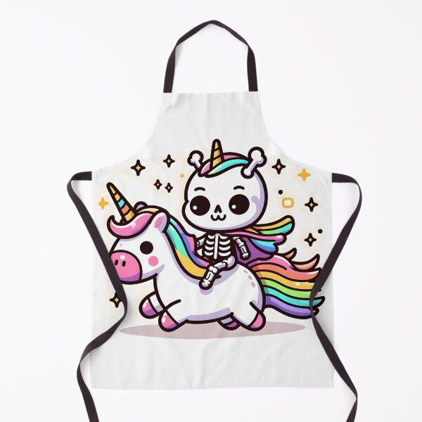 Item preview, Kawaii Silly Skeleton With Unicorn Horn And Rainbow Cape Riding A Unicorn designed and sold by CanvasCutie.