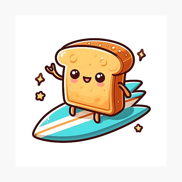 Item preview, Kawaii Toast With Surfboard designed and sold by CanvasCutie.