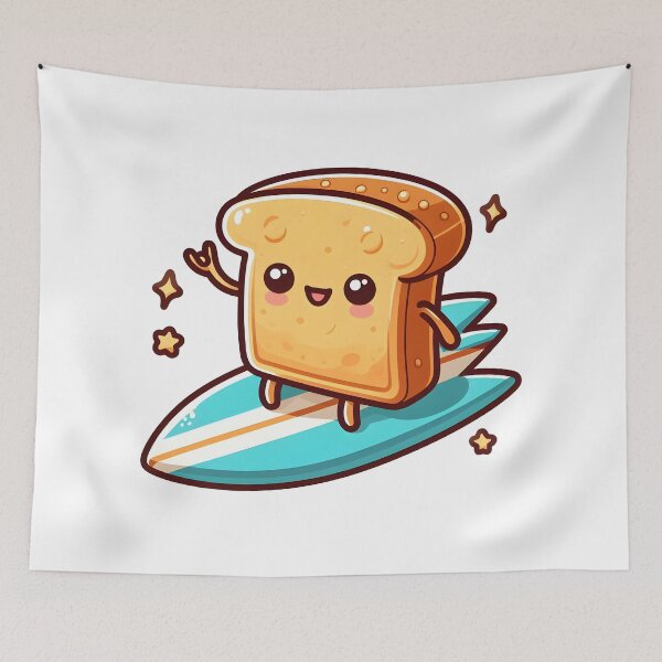 Item preview, Kawaii Toast With Surfboard designed and sold by CanvasCutie.