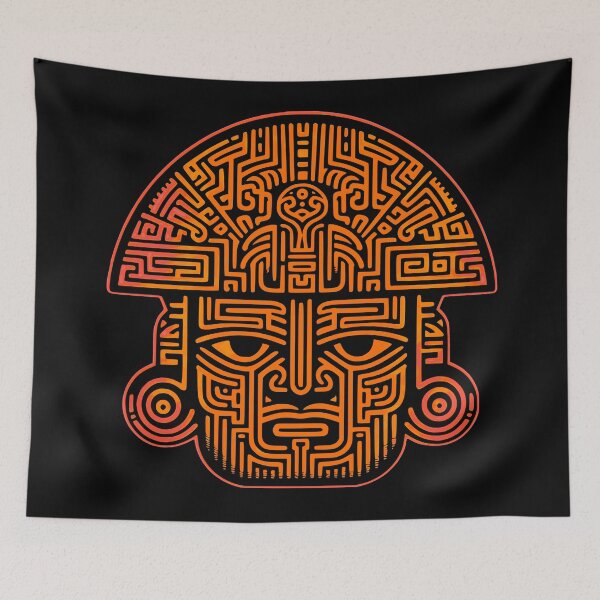 Item preview, Orange Olmec Head designed and sold by Tryptaminehills.