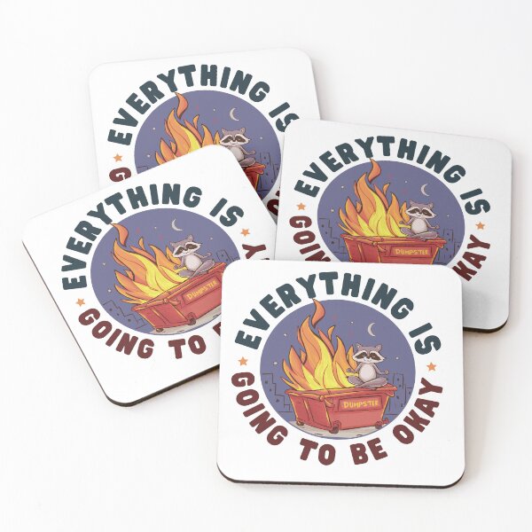 Item preview, Everything is Going to be Okay - funny raccoon in dumpster sticker designed and sold by TaraGbear.