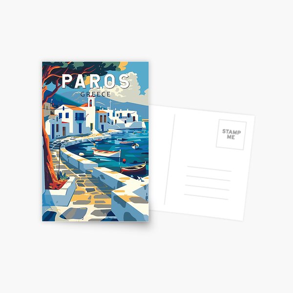 Item preview, Paros Greece Travel Art Vintage designed and sold by KrisSidDesigns.