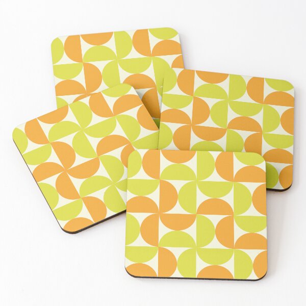 Item preview, Minimalist Geometric Mid Century Abstract Half Circles Pattern in Yellow and orange designed and sold by Yasminepatterns .