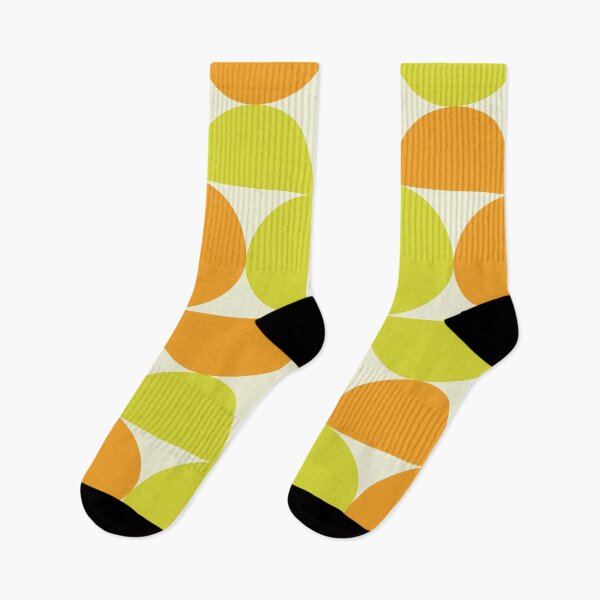 Item preview, Minimalist Geometric Mid Century Abstract Half Circles Pattern in Yellow and orange designed and sold by Yasminepatterns .