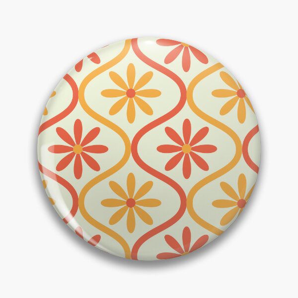 Item preview,  Orange and Yellow Retro Flowers on Mid Century Ogee Pattern  designed and sold by Yasminepatterns .