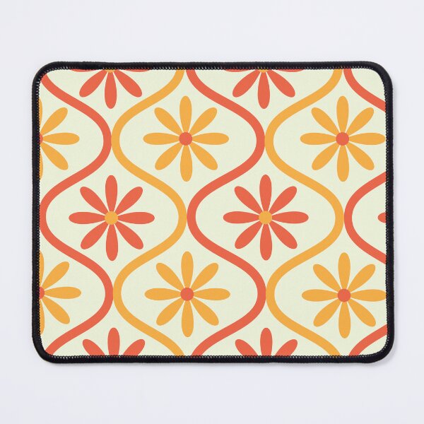 Item preview,  Orange and Yellow Retro Flowers on Mid Century Ogee Pattern  designed and sold by Yasminepatterns .