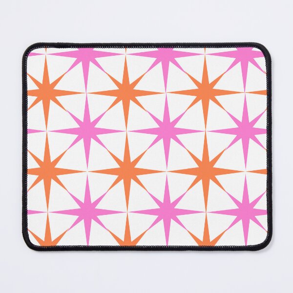 Item preview, Mid Century Modern Atomic Starbursts in Orange and Pink Pattern designed and sold by Yasminepatterns .