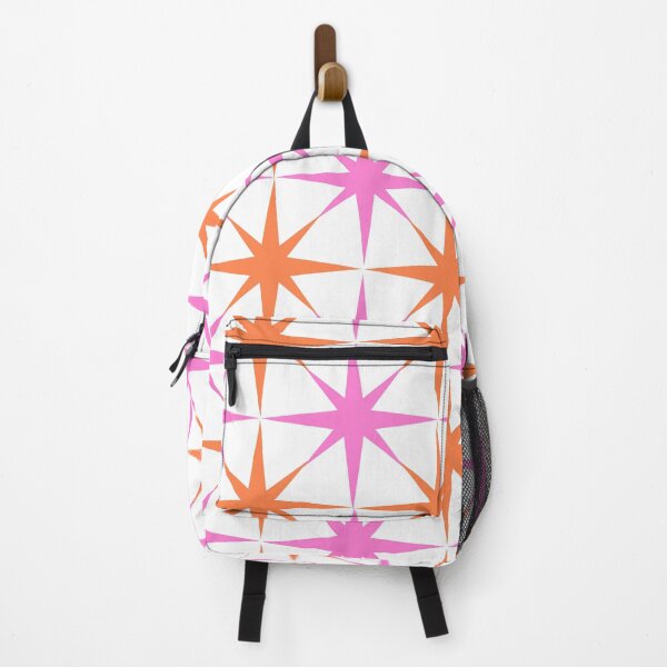 Item preview, Mid Century Modern Atomic Starbursts in Orange and Pink Pattern designed and sold by Yasminepatterns .