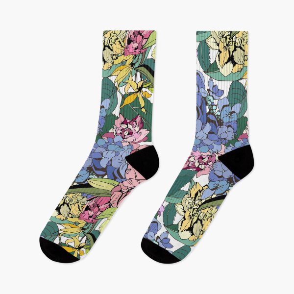 Artikelvorschau, Helles Frühlingsmuster mit Tulpen und Hortensie entworfen und verkauft von Julia Solomatina.