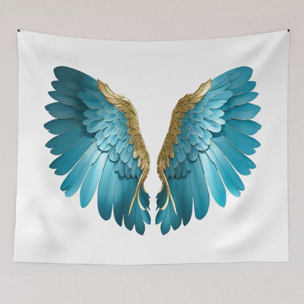 Item preview, Angel Wings Blue and Gold designed and sold by SideKickCreates.
