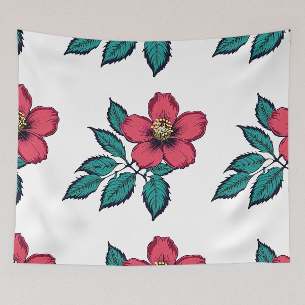 Item preview, Vibrant Red Flower Illustration - Botanical Artwork, Sensations of a vibrant spring day designed and sold by yeekazar.