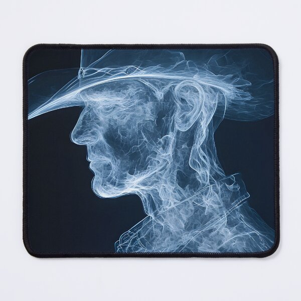 Item preview, Mysterious cowboy silhouette in blue smoke designed and sold by Artessie.
