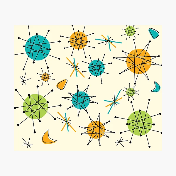 小物 Late 40s early 50s style atomic pattern 50s Atomic Abstract Shapes, Atomic Age Clipart Collection