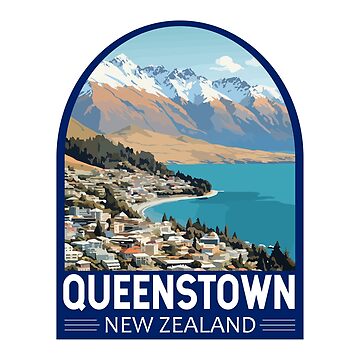 Artwork thumbnail, Queenstown New Zealand Travel Art Emblem by KrisSidDesigns