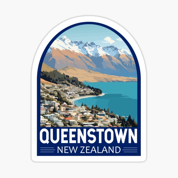 Item preview, Queenstown New Zealand Travel Art Emblem designed and sold by KrisSidDesigns.