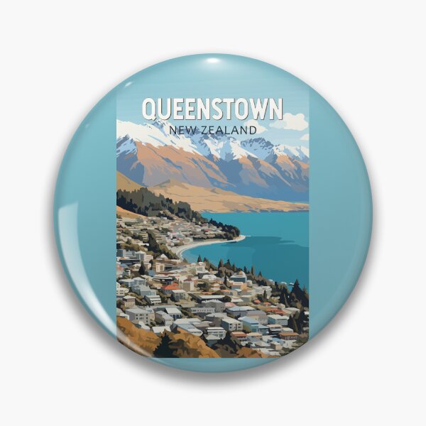 Item preview, Queenstown New Zealand Travel Art Vintage designed and sold by KrisSidDesigns.