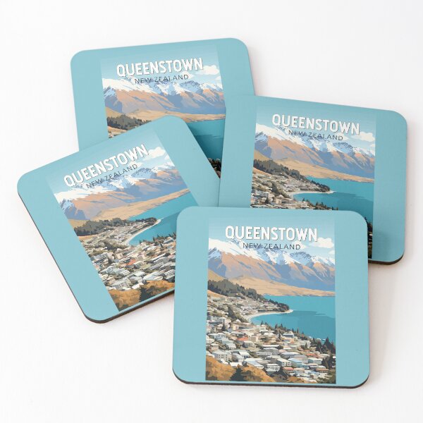 Item preview, Queenstown New Zealand Travel Art Vintage designed and sold by KrisSidDesigns.