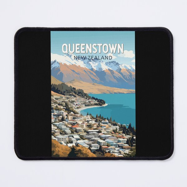 Item preview, Queenstown New Zealand Travel Art Vintage designed and sold by KrisSidDesigns.