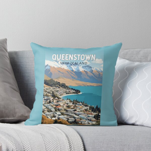 Item preview, Queenstown New Zealand Travel Art Vintage designed and sold by KrisSidDesigns.