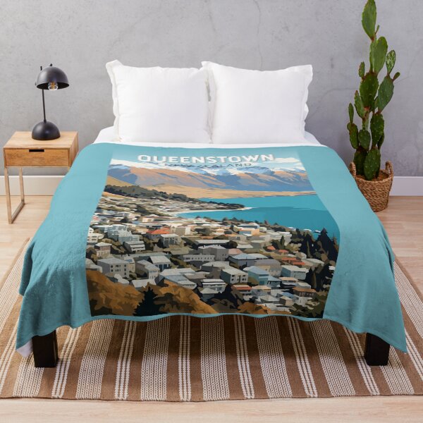 Item preview, Queenstown New Zealand Travel Art Vintage designed and sold by KrisSidDesigns.