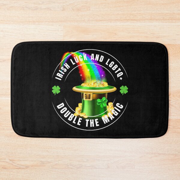 Item preview, Irish luck LGBTQ+ Love Double The Magic St Patrick's Day T shirt, Pot of gold hat with shamrocks and rainbow,  17th March T shirt, rainbow, Shamrocks, Pot of gold hat designed and sold by PrideBeProud.
