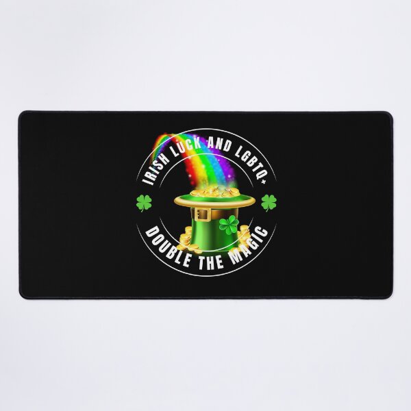 Item preview, Irish luck LGBTQ+ Love Double The Magic St Patrick's Day T shirt, Pot of gold hat with shamrocks and rainbow,  17th March T shirt, rainbow, Shamrocks, Pot of gold hat designed and sold by PrideBeProud.