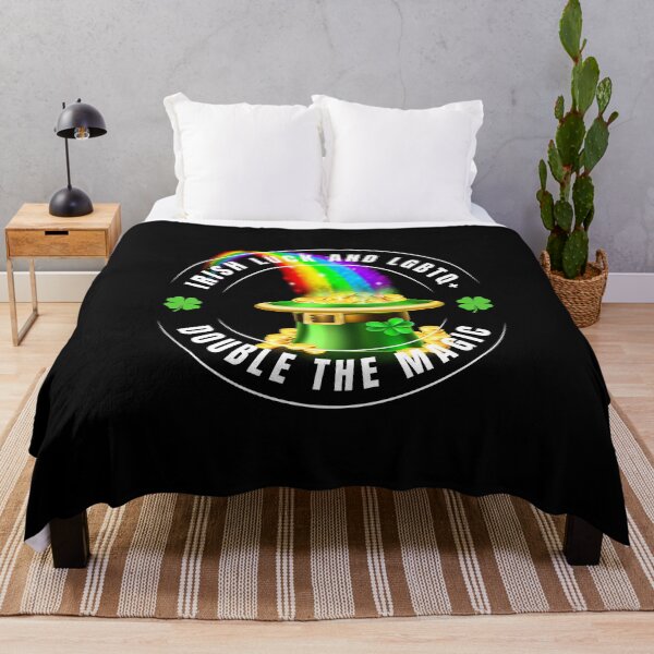 Item preview, Irish luck LGBTQ+ Love Double The Magic St Patrick's Day T shirt, Pot of gold hat with shamrocks and rainbow,  17th March T shirt, rainbow, Shamrocks, Pot of gold hat designed and sold by PrideBeProud.
