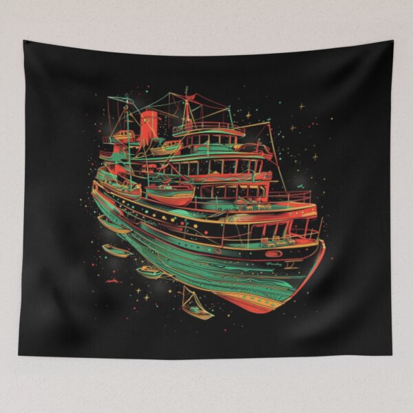 Item preview, Boat, liner type, in orange and fluorescent green perspective. designed and sold by cristina1001.
