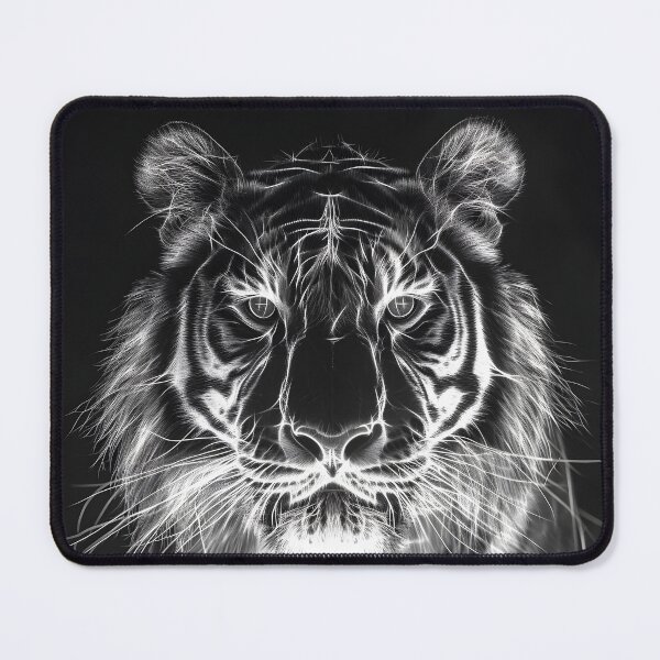 Item preview, Majestic monochrome tiger portrait close-up designed and sold by Artessie.