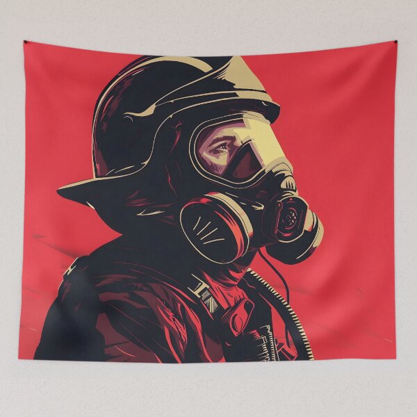 Item preview, Firefighter with Red Background designed and sold by dcrc.