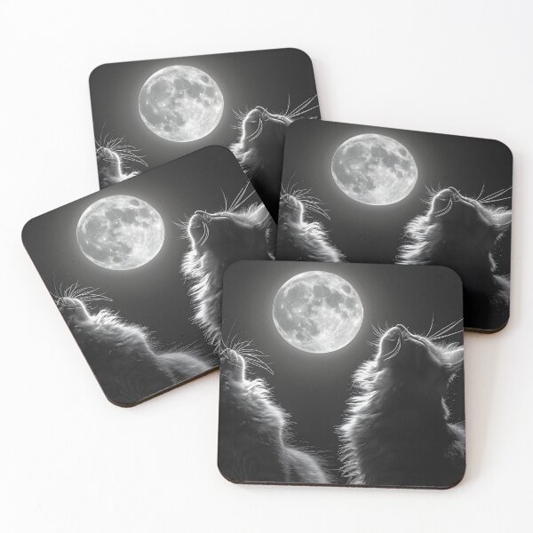 Item preview, Two cats mesmerized by a full moon designed and sold by Artessie.