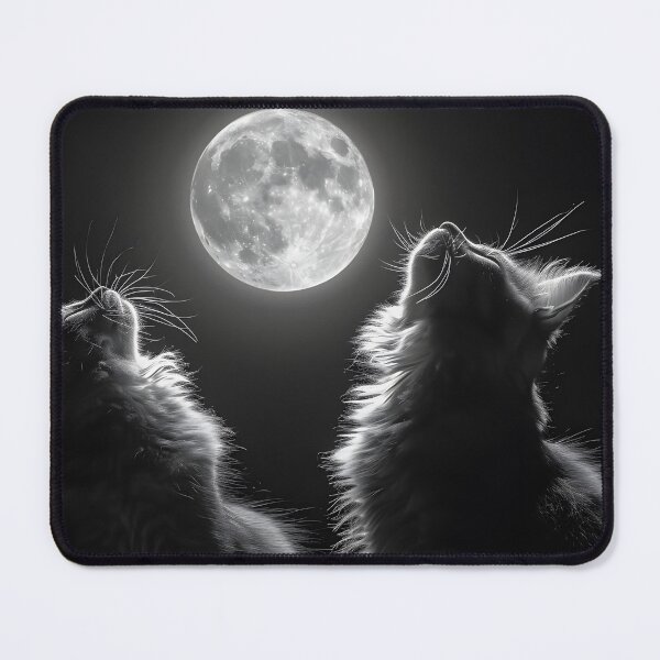 Item preview, Two cats mesmerized by a full moon designed and sold by Artessie.