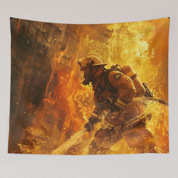 Item preview, Firefighter Putting Out a Fire designed and sold by dcrc.