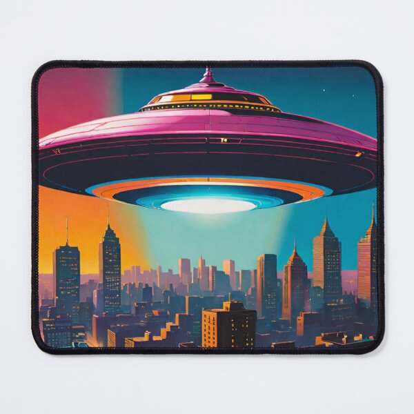Item preview, Multicolored Extraterrestrial Spectacle: Giant UFO Over City designed and sold by GrizzlyCollective.