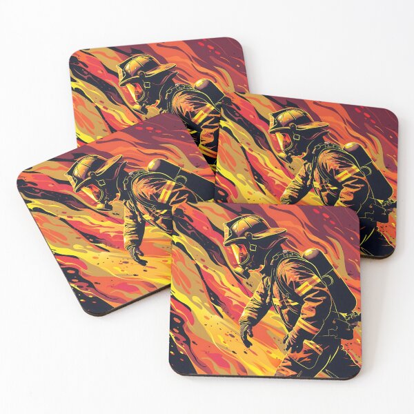 Item preview, Vector Firefighter with Flames Background designed and sold by dcrc.