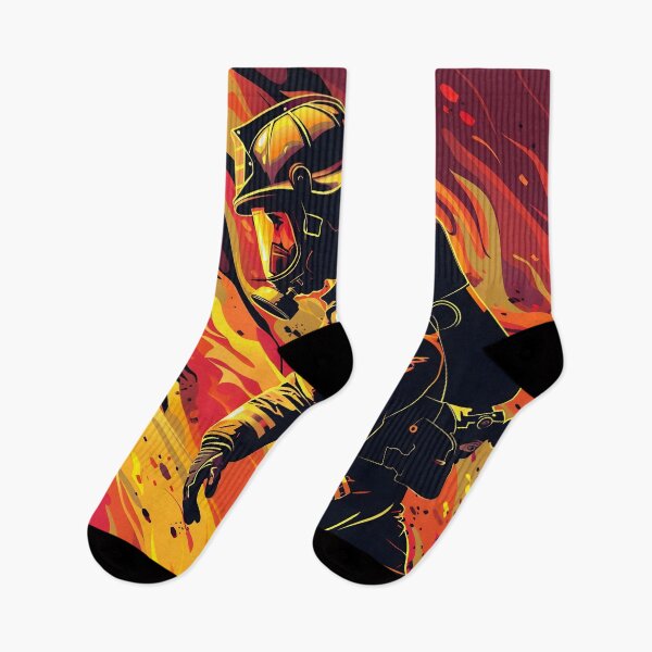 Item preview, Vector Firefighter with Flames Background designed and sold by dcrc.