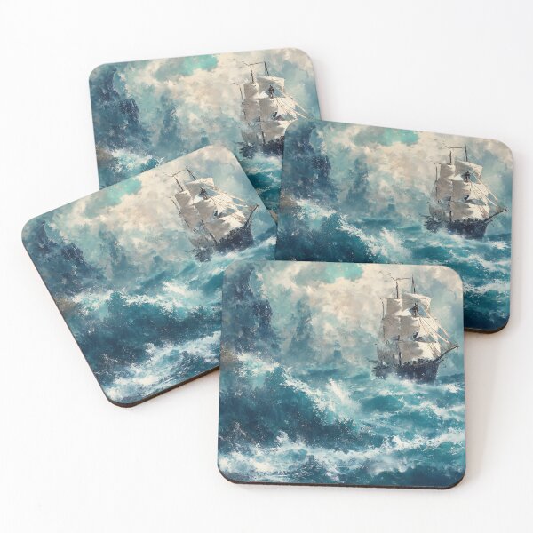 Item preview, Oil painting of XVIII-century ship struggling with stormy ocean near dangerous coast of an island designed and sold by ArtRenavet.