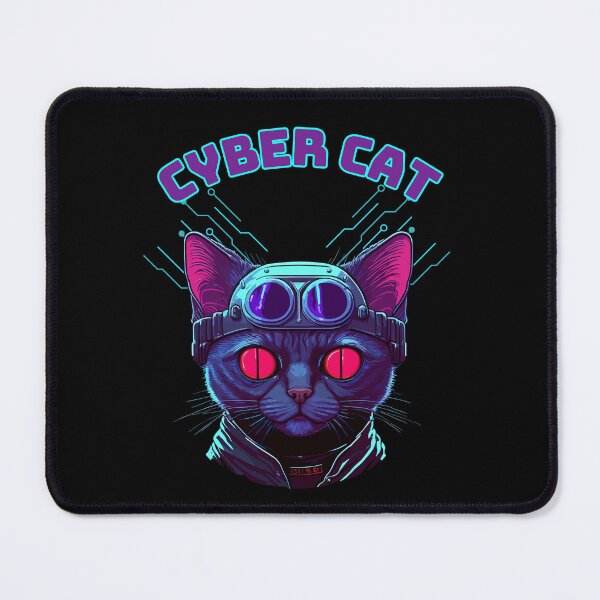 Item preview, Electric Blue cyber hacker Black cat funny cartoon ver1 designed and sold by CosmicNook1.