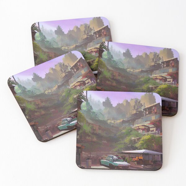 Item preview, Hillside Haven: Enchanting Cityscape with Car Patterns designed and sold by GrizzlyCollective.