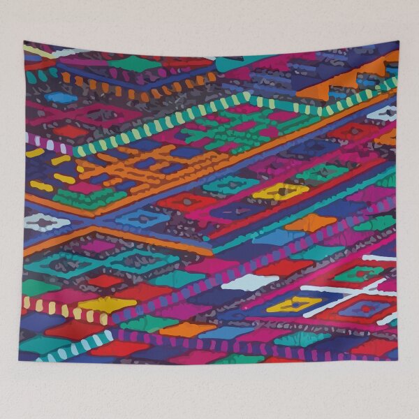 Item preview, Geometric multicolor embroidery maya folk art maximalist decor dopamine dressing  designed and sold by T-Mex.