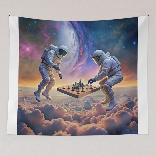 Item preview, 2 astronauts play chess in Nebula designed and sold by PDAG.