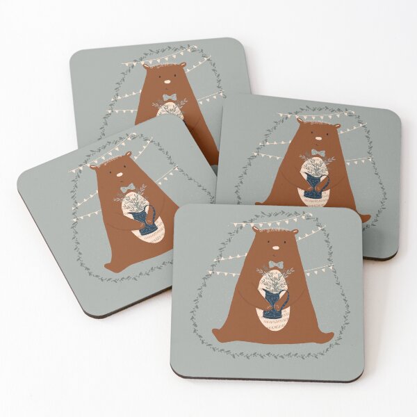 Item preview, Cute Brown Bear with a Flower Can designed and sold by aneladesigns.